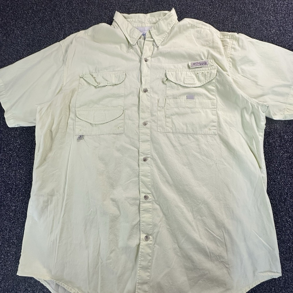 Columbia PFG Bahama II Fishing Shirt Mens 1X Short Sleeve Yellow FS7130